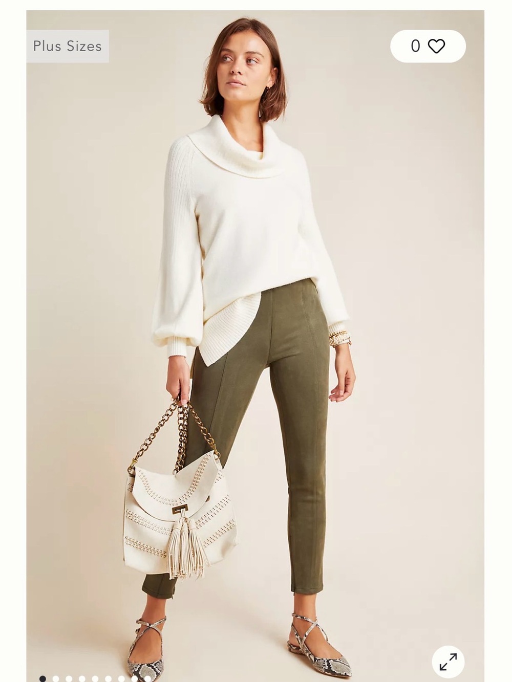 Anthropologie Faux Suede Green Leggings